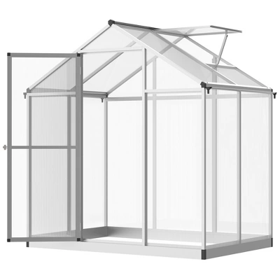 Outsunny Walk-In Polycarbonate Greenhouse With Roof Vent For Ventilation & Rain Gutter, Hobby Greenhouse For Winter 11 Outsunny Walk-In Polycarbonate Greenhouse With Roof Vent For Ventilation & Rain Gutter, Hobby Greenhouse For Winter - Image 9