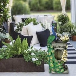 LuxenHome Resin Blue And Green Peacock Outdoor Fountain Garden Fountain With LED Light -Sunnydaze Decor Store GUEST 94aa89a8 b98f 4733 8da5 c3ce161a1657