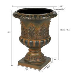 LuxenHome Weathered Brown Decorative MgO Urn Planter -Sunnydaze Decor Store GUEST 9539af0b 7b0f 4b4a bd83 a889cf1cd1e5