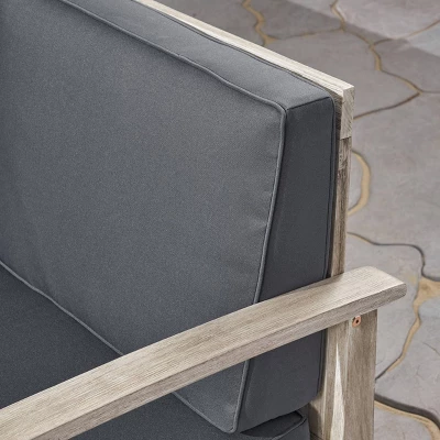 Perla 4pc Acacia Wood Sectional Sofa Light Gray/Dark Gray - Christopher Knight Home 4 Perla 4pc Acacia Wood Sectional Sofa Light Gray/Dark Gray - Christopher Knight Home - Image 2