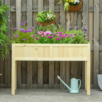Outsunny Raised Garden Bed Elevated Wooden Planter Box With Space-Saving Folding Design, Drainage Holes, & Inner Liner For Vegetable Fruit Herb Grow 3 Outsunny Raised Garden Bed Elevated Wooden Planter Box With Space-Saving Folding Design, Drainage Holes, & Inner Liner For Vegetable Fruit Herb Grow