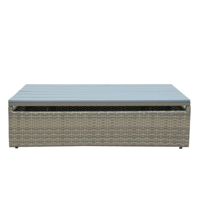 5pc Outdoor Wicker Conversations Set With Adjustable Sofa, Ottomans & Accent Table - Gray - GODEER 8 5pc Outdoor Wicker Conversations Set With Adjustable Sofa, Ottomans & Accent Table - Gray - GODEER - Image 6