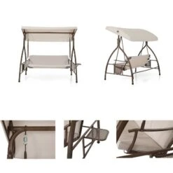 Outdoor 3 Person Swing With Cushions & Side Table - Captiva Designs -Sunnydaze Decor Store GUEST 958c07c3 1ab6 44d8 a26e ece576146260