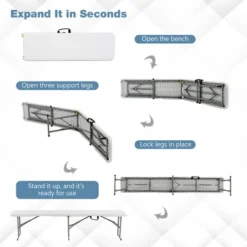 Costway 6 FT Portable Folding Bench Outdoor Picnic Bench 550 Lbs Limited For Dining -Sunnydaze Decor Store GUEST 95ba571a 252e 4fb3 8542 fc01222892b0