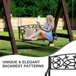 Tangkula Patio Hanging Porch Swing 2-Person Outdoor Metal Swing Bench Chair W/ Chains 17 Tangkula Patio Hanging Porch Swing 2-Person Outdoor Metal Swing Bench Chair W/ Chains -Sunnydaze Decor Store GUEST 96698bc7 9304 48c6 9473 65fd37f7ca54