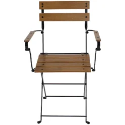 Sunnydaze Decor Sunnydaze Indoor/Outdoor Patio Or Dining Basic Chestnut Wooden Folding Bistro Arm Chair - Brown -Sunnydaze Decor Store GUEST 96740dc5 bdbd 49b8 afcf 57d40092c84c