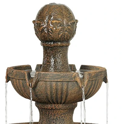 John Timberland Ravenna Rustic 3 Tier Weathered Stone Cascading Outdoor Floor Water Fountain 43" For Yard Garden Patio Home Deck Porch House Exterior 4 John Timberland Ravenna Rustic 3 Tier Weathered Stone Cascading Outdoor Floor Water Fountain 43" For Yard Garden Patio Home Deck Porch House Exterior - Image 2