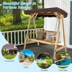 Costway 2 Person Wooden Garden Canopy Swing A-frame With Weather-resistant Canopy -Sunnydaze Decor Store GUEST 96b4e46d 473b 4f10 ad9d 8de76fd2dfe9
