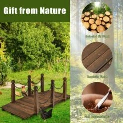 Costway 5 Ft Wooden Garden Bridge Arc Footbridge Stained Finish Walkway W/Rails -Sunnydaze Decor Store GUEST 96d0c4e9 b44c 4b6f 85ba d89ef2f6198d
