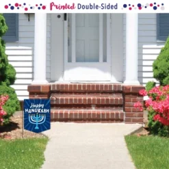 Big Dot Of Happiness Hanukkah Menorah - Outdoor Home Decorations - Double-Sided Chanukah Holiday Party Garden Flag - 12 X 15.25 Inches