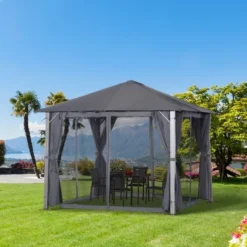 Outsunny Patio Gazebo 10' X 10' Outdoor Soft Top Canopy Tent With Zippered Mesh Sidewalls, Privacy Curtains, Netting -Sunnydaze Decor Store GUEST 974597fb 64d0 4126 9261 6969766397b5