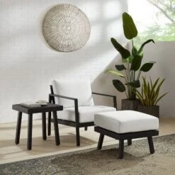 Linon Lark Aluminum Ottoman -Sunnydaze Decor Store GUEST 9754111b 4272 4a7e 94a9 432b9282e75a