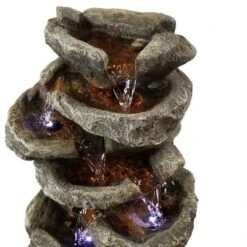 Sunnydaze Decor Sunnydaze Indoor Home Office Relaxing 6-Tiered Stone Falls Tabletop Water Fountain With LED Lights - 15" -Sunnydaze Decor Store GUEST 975aa72a 2ebf 4c27 8b51 bacbf7fb7def