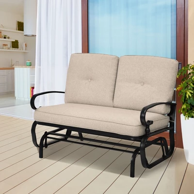 Costway 2-Person Outdoor Swing Glider Chair Bench Loveseat Cushioned Sofa 3 Costway 2-Person Outdoor Swing Glider Chair Bench Loveseat Cushioned Sofa