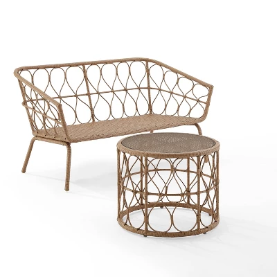 Juniper 2pc Outdoor Wicker Conversation Set With Loveseat & Coffee Table - Cream/Natural - Crosley 8 Juniper 2pc Outdoor Wicker Conversation Set With Loveseat & Coffee Table - Cream/Natural - Crosley - Image 6