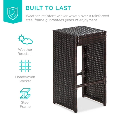 Best Choice Products 7-Piece Outdoor Rattan Wicker Bar Dining Patio Furniture Set W/ Glass Table Top, 6 Stools 6 Best Choice Products 7-Piece Outdoor Rattan Wicker Bar Dining Patio Furniture Set W/ Glass Table Top, 6 Stools - Image 4