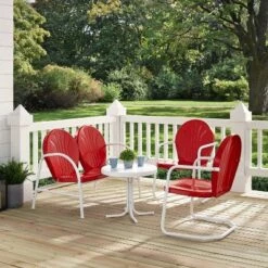 Griffith 4pc Outdoor Conversation Set - Bright Red - Crosley -Sunnydaze Decor Store GUEST 985e2c8e 8a3f 48f1 b0fa d776daada0b1