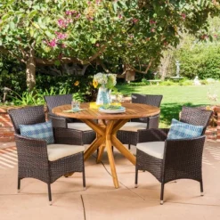 Cedros 5pc Acacia Wood And Wicker Dining Set - Christopher Knight Home 15 Cedros 5pc Acacia Wood And Wicker Dining Set - Christopher Knight Home -Sunnydaze Decor Store GUEST 9878b2ca 954c 451e a967 2059a7dcb973