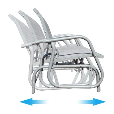 GOLDSUN Alloy Steel Weather Resisting Outdoor 2 Person Swinging Rocking Glider Bench Chair Loveseat For Patio, Garden, Deck, Or Swimming Pool, Gray 5 GOLDSUN Alloy Steel Weather Resisting Outdoor 2 Person Swinging Rocking Glider Bench Chair Loveseat For Patio, Garden, Deck, Or Swimming Pool, Gray - Image 3