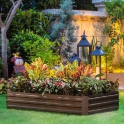 LuxenHome Brown Metal Rectangular 6x3ft Garden Bed -Sunnydaze Decor Store GUEST 98f8be7f cd69 411c 86cb ecc39a160f6c