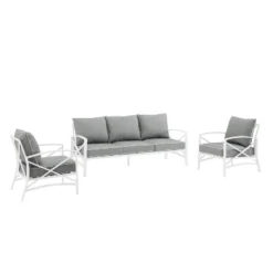 Kaplan 3pc Outdoor Sofa Set With Sofa & 2 Arm Chairs - Gray - Crosley -Sunnydaze Decor Store GUEST 98f927cc 123e 48c3 9f0f fafc9c866a20