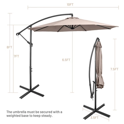 Costway 10 FT Patio Offset Umbrella W/8 Ribs Cross Base Tilt 4 Costway 10 FT Patio Offset Umbrella W/8 Ribs Cross Base Tilt - Image 2