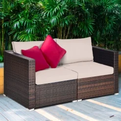 Costway 2PCS Patio Rattan Corner Sofa Sectional Furniture -Sunnydaze Decor Store GUEST 994c1a04 3aa1 4239 a556 25b8074213fb