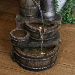 Sunnydaze Decor Sunnydaze 23"H Electric Polyresin Cozy Farmhouse Pump And Tiered Barrels Outdoor Water Fountain With LED Lights -Sunnydaze Decor Store GUEST 9953a8ab 94fc 451c bb70 3814e99114b5