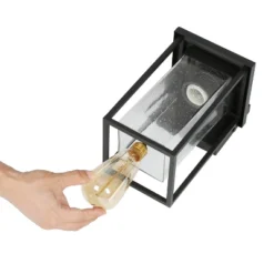 10" Metal/Seeded Glass Square Modern Outdoor Wall Light Black - LNC -Sunnydaze Decor Store GUEST 99600b92 8756 460b 8bd1 a1a7b0d31f93