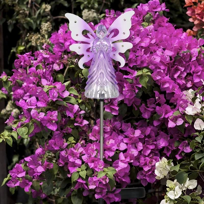 39.25" Metal Angel Solar Stake Purple - Exhart 4 39.25" Metal Angel Solar Stake Purple - Exhart - Image 2