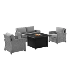 Bradenton 4pc Wicker Seating Set With Fire Table - Crosley -Sunnydaze Decor Store GUEST 99808cea eeaf 48b9 94b4 0f9fb9704b20