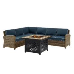 Bradenton 5pc Outdoor Wicker Sectional Set With Fire Table - Crosley -Sunnydaze Decor Store GUEST 9985863f 013d 48b9 a30e d9f69f1bdf6f