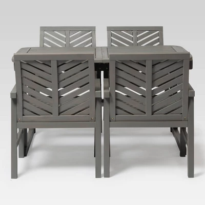 5pc Slatted Extendable Acacia Wood Patio Dining Set - Saracina Home 9 5pc Slatted Extendable Acacia Wood Patio Dining Set - Saracina Home - Image 7