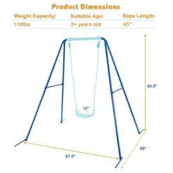 Costway Outdoor Kids Swing Set Heavy Duty Metal A-Frame W/ Ground Stakes