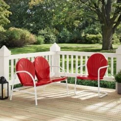 Griffith 2pc Outdoor Seating Set - Bright Red - Crosley -Sunnydaze Decor Store GUEST 9a064065 1827 4345 85c0 96f819980353