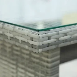 6pc Wicker Patio Set With Glass Table Ottomans - Gray/Dark Gray - GODEER -Sunnydaze Decor Store GUEST 9a1907c3 07ee 4064 913e 4d475fcc6bb2