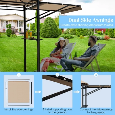 Tangkula 13.5'x 4'Patio BBQ Grill Gazebo Side Awnings Shelves 2-Tier Canopy Outdoor 10 Tangkula 13.5'x 4'Patio BBQ Grill Gazebo Side Awnings Shelves 2-Tier Canopy Outdoor - Image 8