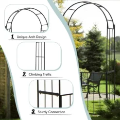 Costway Garden Arch Arbor Trellis With Gate 7.5 Ft Patio Archway Pergola For Wedding -Sunnydaze Decor Store GUEST 9b8c81de 38cb 4742 b26e ee3c3fe20860