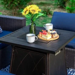 Captiva Designs 7pc Steel & Wicker Outdoor Square Fire Pit Furniture Set With Cushions -Sunnydaze Decor Store GUEST 9bf8d92e 2a3c 4ac9 ad01 7c077ab6c587