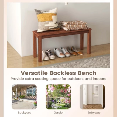 Costway Patio Backless Bench 2-Seater Outdoor Dining Bench Solid Wood Garden Backyard 8 Costway Patio Backless Bench 2-Seater Outdoor Dining Bench Solid Wood Garden Backyard - Image 6