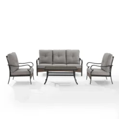4pc Dahlia Outdoor Steel Conversation Set Taupe/Matte Black - Crosley -Sunnydaze Decor Store GUEST 9c693137 a6e7 4350 8674 f18bede3a84e