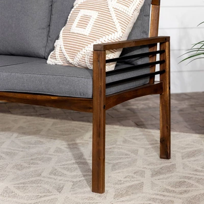 Saybrook Modern Metal And Wood Patio Loveseat - Gray/Dark Brown - Saracina Home 8 Saybrook Modern Metal And Wood Patio Loveseat - Gray/Dark Brown - Saracina Home - Image 6