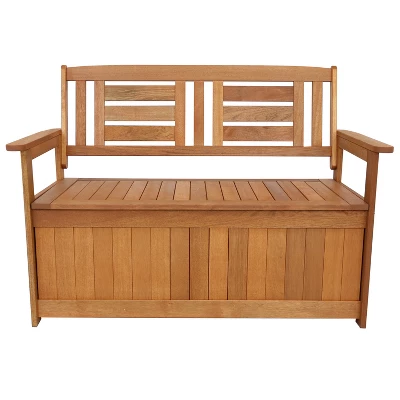 Sunnydaze Decor Sunnydaze Outdoor Meranti Wood With Teak Oil Finish 2-Person Garden Storage Bench Seat - 47" - Brown 12 Sunnydaze Decor Sunnydaze Outdoor Meranti Wood With Teak Oil Finish 2-Person Garden Storage Bench Seat - 47" - Brown - Image 10