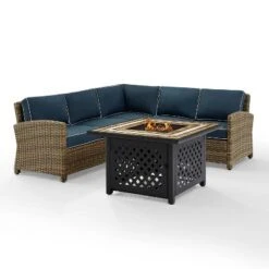 Bradenton 4pc Outdoor Wicker Sectional Set With Fire Table - Crosley -Sunnydaze Decor Store GUEST 9d80a0e6 7c42 46ed a7c3 045a8ac73d90