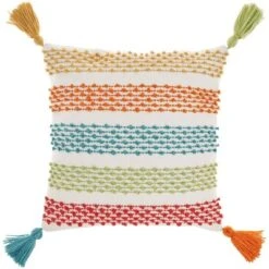 18"x18" Woven Loops Striped Square Throw Pillow With Tassels - Mina Victory 18 18"x18" Woven Loops Striped Square Throw Pillow With Tassels - Mina Victory -Sunnydaze Decor Store GUEST 9dd0bf47 0c50 474d 96eb 22ab6080c87a