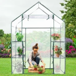 Costway Portable Mini Walk In Outdoor 3 Tier 6 Shelves Greenhouse -Sunnydaze Decor Store GUEST 9e26b274 f5ab 4a3d aaaf 9c1b9d2182b2