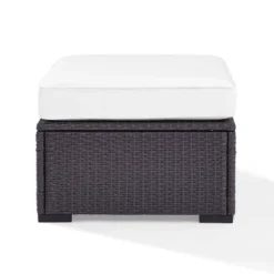 Biscayne Outdoor Wicker Ottoman - White - Crosley -Sunnydaze Decor Store GUEST 9e6ce92e 5ba2 4c5e b8e3 0c1d253c6f8a