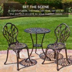 Best Choice Products 3-Piece Cast Aluminum Patio Bistro Furniture Set W/ Antique Finish -Sunnydaze Decor Store GUEST 9e8d1e7a ff3d 499b 9aa8 d4a4d594b2e3