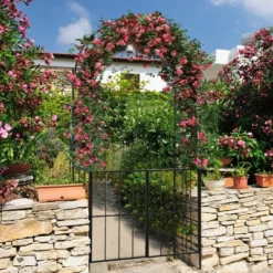 Costway Garden Arch Arbor Trellis With Gate 7.5 Ft Patio Archway Pergola For Wedding -Sunnydaze Decor Store GUEST 9ee8c89f 2736 4e47 8bd4 bae6ec3434ed