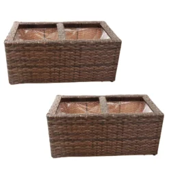 Sunnydaze Decor Sunnydaze 2-Section Rectangle Polyrattan Indoor Planters - 21.5" W X 11.5" D X 9.25" H - 2-Pack -Sunnydaze Decor Store GUEST 9efb1169 412d 42ba 88e3 a053057fcbde